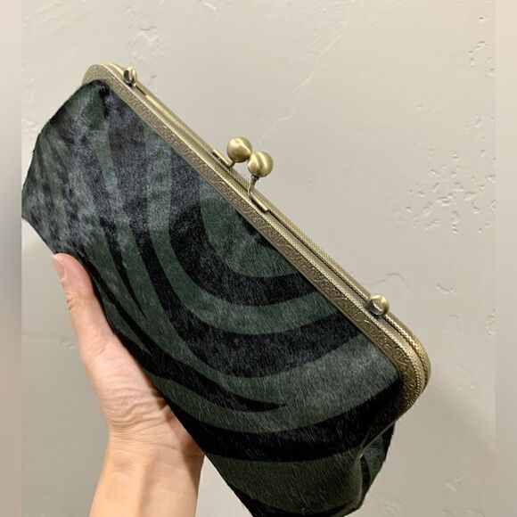 Handmade Real Hair-on-horsehide Leather Kisslock Clutch/Shoulder Bag/Crossbody